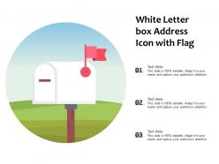 White letter box address icon with flag