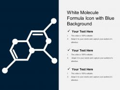 White molecule formula icon with blue background