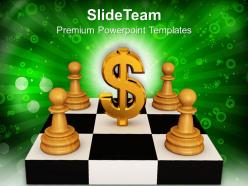 White pawns around dollar sign powerpoint templates ppt themes and graphics 0213
