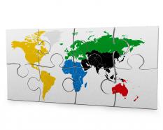 White puzzle made by world map stock photo