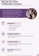 Who We Are Brand Collaboration Company One Pager Sample Example Document