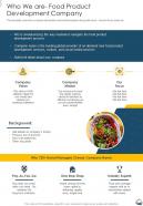 Who We Are Food Product Development Company One Pager Sample Example Document