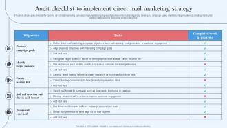 Wholesale Marketing Strategy Audit Checklist To Implement Direct Mail Marketing Strategy