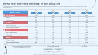 Wholesale Marketing Strategy Direct Mail Marketing Campaign Budget Allocation