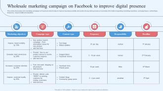 Wholesale Marketing Strategy Wholesale Marketing Campaign On Facebook To Improve Digital Presence