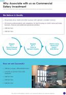 Why Associate With Us As Commercial Eatery Investment One Pager Sample Example Document