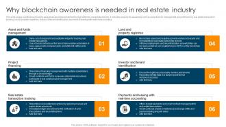 Why Blockchain Awareness Is Needed In Real Estate Ultimate Guide To Understand Role BCT SS