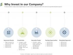 Why Invest In Our Company First Venture Capital Funding Ppt Model Ideas