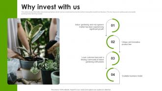 Why Invest With Us Indoor Gardening Systems Developing Company Fundraising Pitch Deck