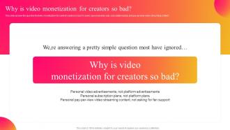 Why Is Video Monetization For Creators So Bad Curastory Investor Funding Elevator Pitch Deck