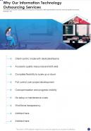 Why Our Information Technology Outsourcing Services One Pager Sample Example Document