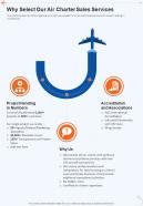 Why Select Our Air Charter Sales Services One Pager Sample Example Document