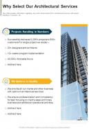 Why Select Our Architectural Services One Pager Sample Example Document