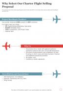Why Select Our Charter Flight Selling Proposal One Pager Sample Example Document
