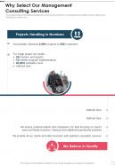 Why Select Our Management Consulting Services One Pager Sample Example Document