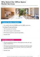 Why Select Our Office Space Rental Services Renting Office Space One Pager Sample Example Document