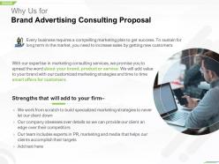 Why us for brand advertising consulting proposal ppt powerpoint graphic tips