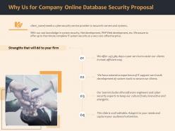 Why us for company online database security proposal ppt ideas