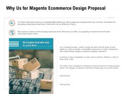 Why us for magento ecommerce design proposal ppt powerpoint presentation styles mockup