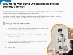 Why Us For Managing Organizational Pricing Strategy Services Ppt Gallery