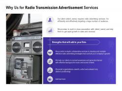Why us for radio transmission advertisement services ppt inspiration