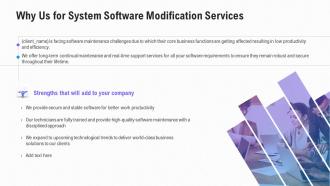 Why us for system software modification services ppt slides layout