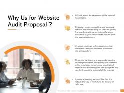 Why Us For Website Audit Proposal Ppt Powerpoint Presentation Visual Aids Outline
