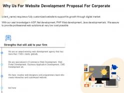 Why us for website development proposal for corporate ppt demonstration