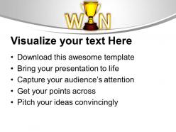Win with golden trophy competition powerpoint templates ppt backgrounds for slides 0113
