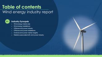 Wind Energy Industry Report For Table Of Contents IR SS