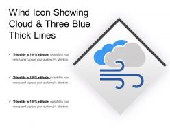 Wind icon showing cloud and three blue thick lines
