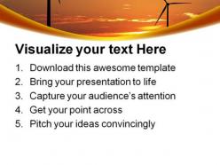 Wind turbines sunset powerpoint templates and powerpoint backgrounds 0211