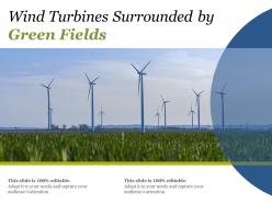 Wind turbines surrounded by green fields
