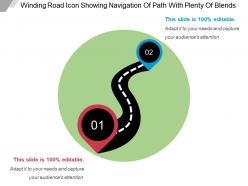 Winding road icon showing navigation of path with plenty of blends