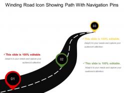 Winding road icon showing path with navigation pins