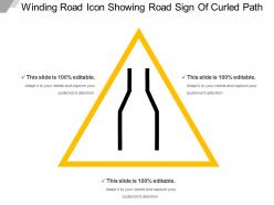 Winding road icon showing road sign of curled path