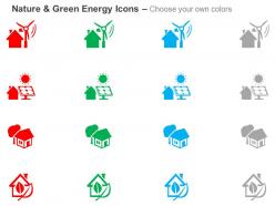 Windmill solar energy system green house green energy ppt icons graphics