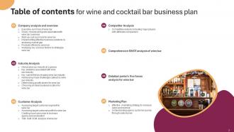 Wine And Cocktail Bar Business Plan Powerpoint Presentation Slides Content Ready Template