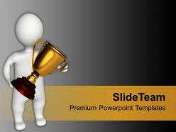 Winner Holding Golden Trophy Competition Powerpoint Templates Ppt Themes And Graphics 0113