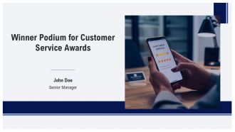 Winner Podium For Customer Service Awards PPT Mockup AT