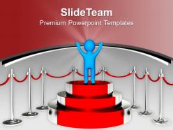 Winner Standing On Podium Competition Powerpoint Templates Ppt Themes And Graphics 0313