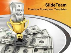Winner trophy and award money powerpoint templates ppt themes and graphics 0313