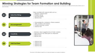Winning Strategies For Team Formation And Building
