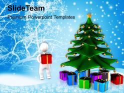 Winter holidays christmas background tree with gifts festival templates ppt for slides powerpoint