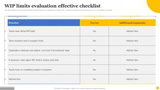 WIP Limits Evaluation Effective Checklist