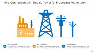 Wire connection with electric tower for producing power icon