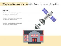 Wireless network icon with antenna and satellite