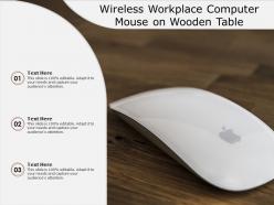 Wireless workplace computer mouse on wooden table