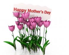 Wishes of mothers day with tulips stock photo