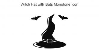 Witch Hat With Bats Monotone Icon In Powerpoint Pptx Png And Editable Eps Format